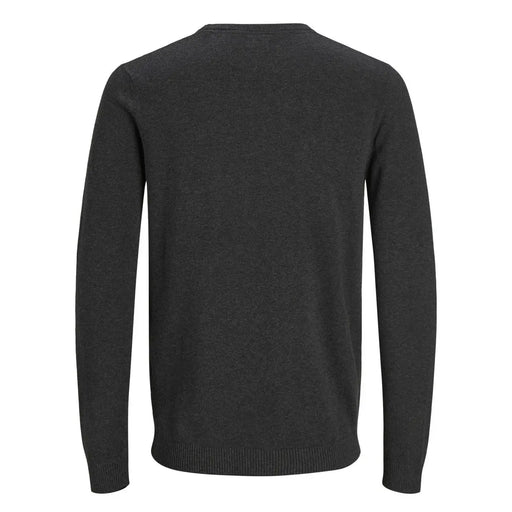 Jack & Jones Baumwollpullover für Herren in Dunkelgrau mit strukturiertem Strickgewebe und gerippten Bündchen, Vorderansicht