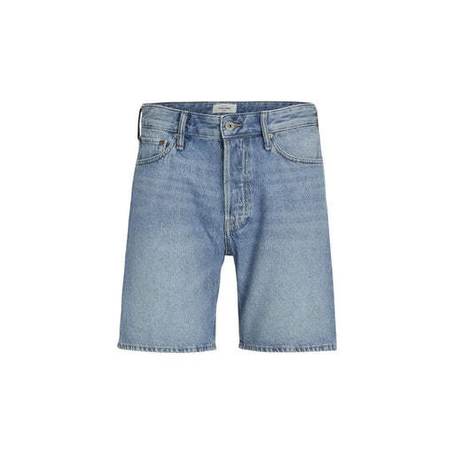 Jack & Jones light blue cotton polyester shorts for men in light-wash denim with classic five-pocket design and button closure