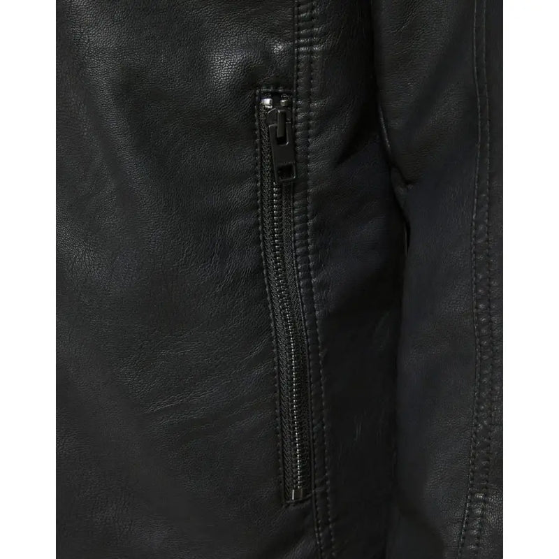 Jack & Jones Herren-Blazer aus schwarzem Polyester mit langem Reißverschluss und vertikalem Reißverschlussdetail vorne