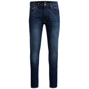 Dunkelblaue, schmal geschnittene Stretch-Jeans für Herren von Jack and Jones mit klassischem Five-Pocket-Design und dezenter Waschung