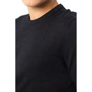 Schwarzer Herren-Strickpullover von Jack & Jones aus Baumwolle mit Rundhalsausschnitt, geripptem Kragen und glatter Struktur