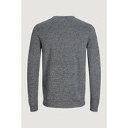 Jack and Jones men knitwear gray heathered round neck sweater with ribbed cuffs made of 100 cotton