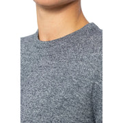 Gray heathered crewneck sweater with soft textured knit from jack and jones men knitwear blue long sleeve 100 cotton