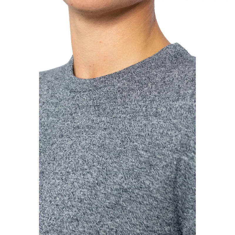 Gray heathered crewneck sweater with soft textured knit from jack and jones men knitwear blue long sleeve 100 cotton