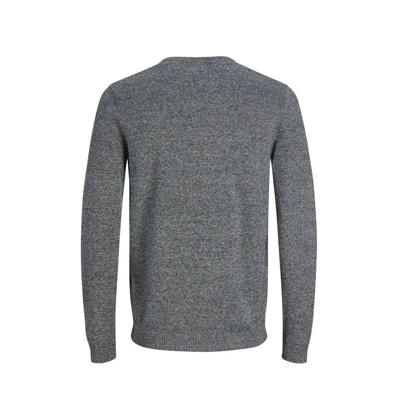 A heather gray jack and jones men knitwear sweater with long sleeves crewneck soft knit and ribbed cuffs