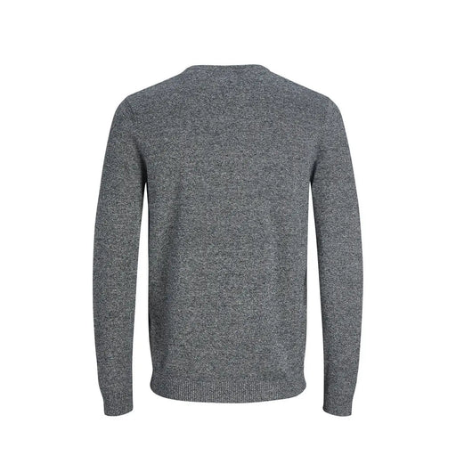 A heather gray jack and jones men knitwear sweater with long sleeves crewneck soft knit and ribbed cuffs