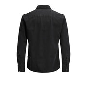 Schwarzes, langärmeliges Jeanshemd mit geknöpften Manschetten und Kragen von Jack Jones für Herren