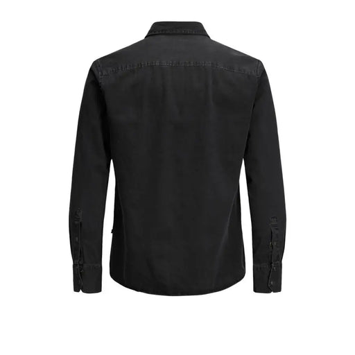 Schwarzes, langärmeliges Jeanshemd mit geknöpften Manschetten und Kragen von Jack Jones für Herren