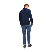 Marineblaues, langärmeliges Baumwollhemd mit Knopfleiste für Herren von Jack Jones, ideal für Freizeit und formelle Anlässe