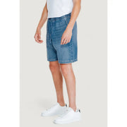 Jack & jones men’s blue cotton denim shorts with elastic waistband and drawstring from spring summer collection