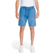 Light-wash blue cotton denim shorts with elastic waistband and drawstring from Jack & Jones spring summer collection
