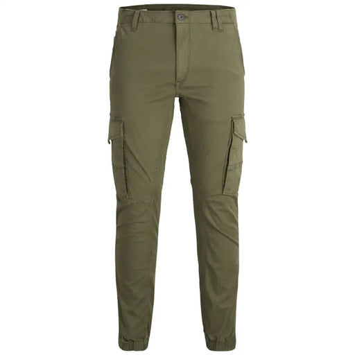 Jack & Jones Olivgrüne Herren-Cargohose mit mehreren Taschen und Knopfverschluss für die Freizeit