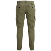 Jack & Jones men’s olive green cargo pants with multiple pockets and tapered leg design for casual wear