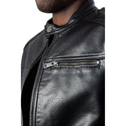 Jack & Jones mens long zip blazer in black leather with textured surface and silver-toned zipper details for fall winter