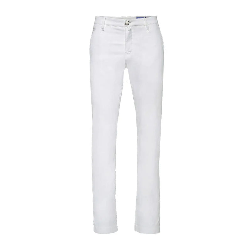 Jacob Cohen men cotton trousers white with straight-leg fit minimalist design and subtle stitching details