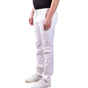 White slim-fit cotton trousers by Jacob Cohen featuring a clean modern design with subtle creases