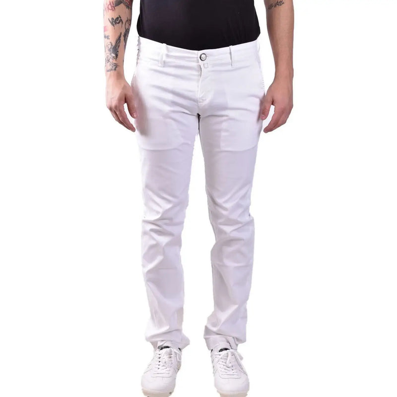Jacob Cohen men cotton trousers white slim-fit chinos with clean modern design and subtle stitching details