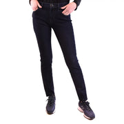Jacob Cohen Schwarze, schmal geschnittene Damenjeans aus blauem Denim-Mischgewebe mit klassischem Fünf-Taschen-Design und silberfarbenem Knopf