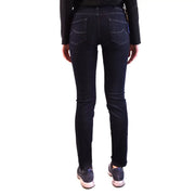Dunkelblaue Skinny-Jeans mit schmaler Passform und klassischen Gesäßtaschen aus Baumwollmischgewebe von Jacob Cohen Women, von hinten sichtbar