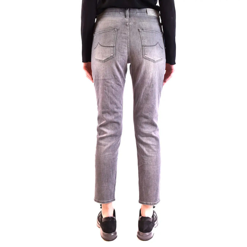 Jacob Cohen Graue Damen-Jeans aus Baumwollmischgewebe mit schmaler Passform und dezenter Waschung, von der Rückseite gesehen