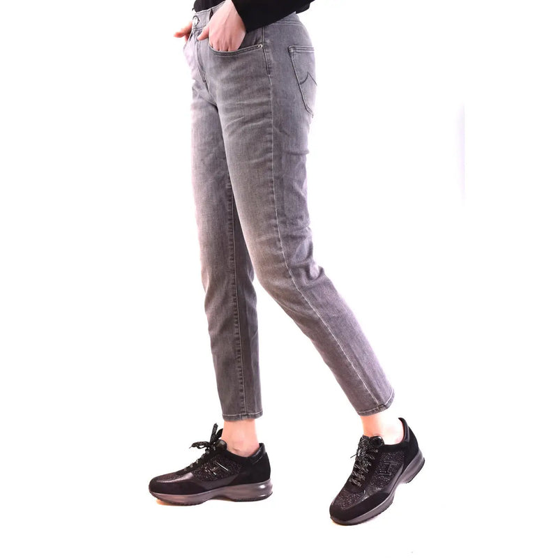 Jacob Cohen Graue Damen-Jeans aus Baumwollmischgewebe mit schmaler Passform, dezenter Waschung und klassischem Fünf-Taschen-Design