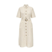 Jacqueline De Yong beige belted button-front midi dress