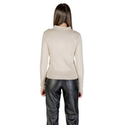 Beige long-sleeved ribbed turtleneck top from Jacqueline De Yong Classic Knit Cardigan