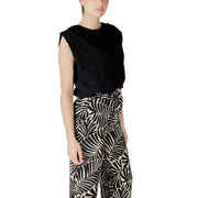 Jacqueline De Yong black sleeveless cotton top with puffed shoulders