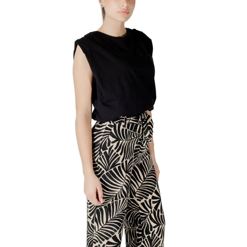 Jacqueline De Yong black sleeveless cotton top with puffed shoulders