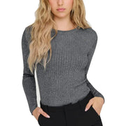 Women’s long-sleeved shimmering gray ribbed top from Jacqueline De Yong Blue Viscose Blend collection