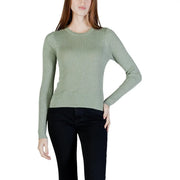 Jacqueline De Yong silver long sleeve sage green ribbed knit sweater