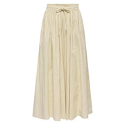 Jacqueline de yong women beige cotton midi skirt with drawstring waistband and subtle pleats in cream color