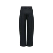 Schwarze, hochgeschnittene Damen-Baumwollhose von Jacqueline de Yong mit weitem Bein, elegantem, minimalistischem Design und dezenten Vordertaschen.