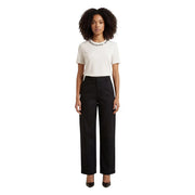Schwarze, weite Baumwollhose für Damen von Jacqueline de Yong mit taillierter Passform und dezenten Bundfalten vorne, Größe 15367918