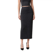 Jacqueline de yong women black high waisted pencil skirt with slim fit and subtle vertical seam detailing
