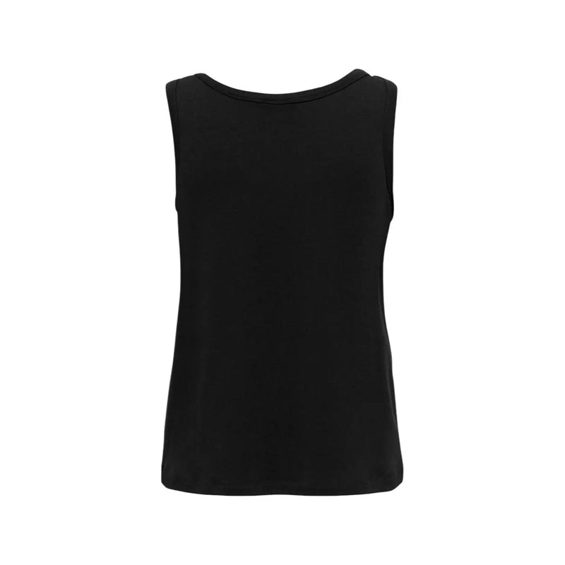 Jacqueline de Yong Damen schwarzes ärmelloses Tanktop top mit rundem Halsausschnitt und lockerer Passform in den Größen S und L