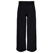 Schwarze, hochgeschnittene, weite Slip-on-Hose von Jacqueline de Yong mit taillierter Passform und geknöpften Gürtelschlaufen
