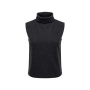 Jacqueline de Yong Damen schwarzer ärmelloser Rollkragenpullover top mit weicher, glatter Stoffstruktur in Größe S