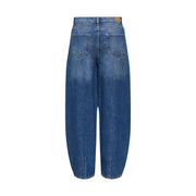Jacqueline de Yong Damen-Jeans aus Baumwolle, blau, hochgeschnitten, weit geschnitten, mit dezenten Waschungs- und Ziernähten