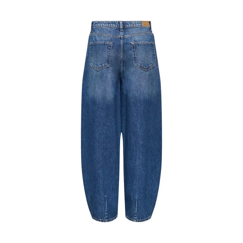 Jacqueline de Yong Damen-Jeans aus Baumwolle, blau, hochgeschnitten, weit geschnitten, mit dezenten Waschungs- und Ziernähten
