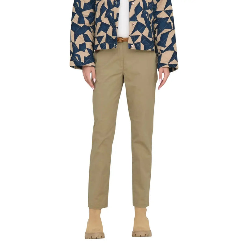 Khakifarbene Chinos mit geradem Bein und Gürtel von Jacqueline De Yong für Damen, aus Baumwolle, für die Freizeit.