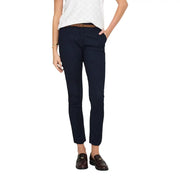 Marineblaue, schmal geschnittene Chino-Gürtelhose für Damen aus Baumwolle von Jacqueline de Yong, Vorderansicht