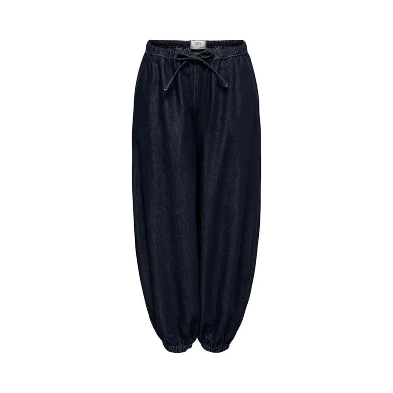 Dunkelblaue Jeans für Damen von Jacqueline De Yong mit elastischem Bund und Kordelzug in normaler Passform