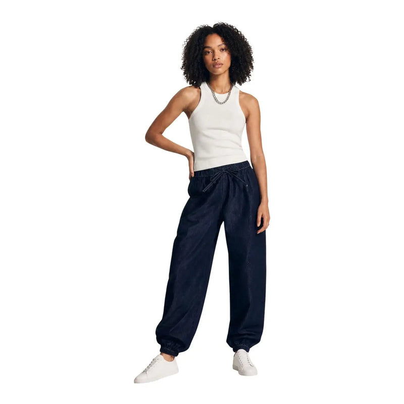 Marineblaue Jogginghose mit Kordelzug und elastischen Bündchen, entworfen für Komfort und Freizeitkleidung von Jacqueline de Yong