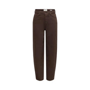 Jacqueline de Yong Damen braune High-Rise-Baumwolljeans mit geradem Bein aus klassischem Denim-Stoff