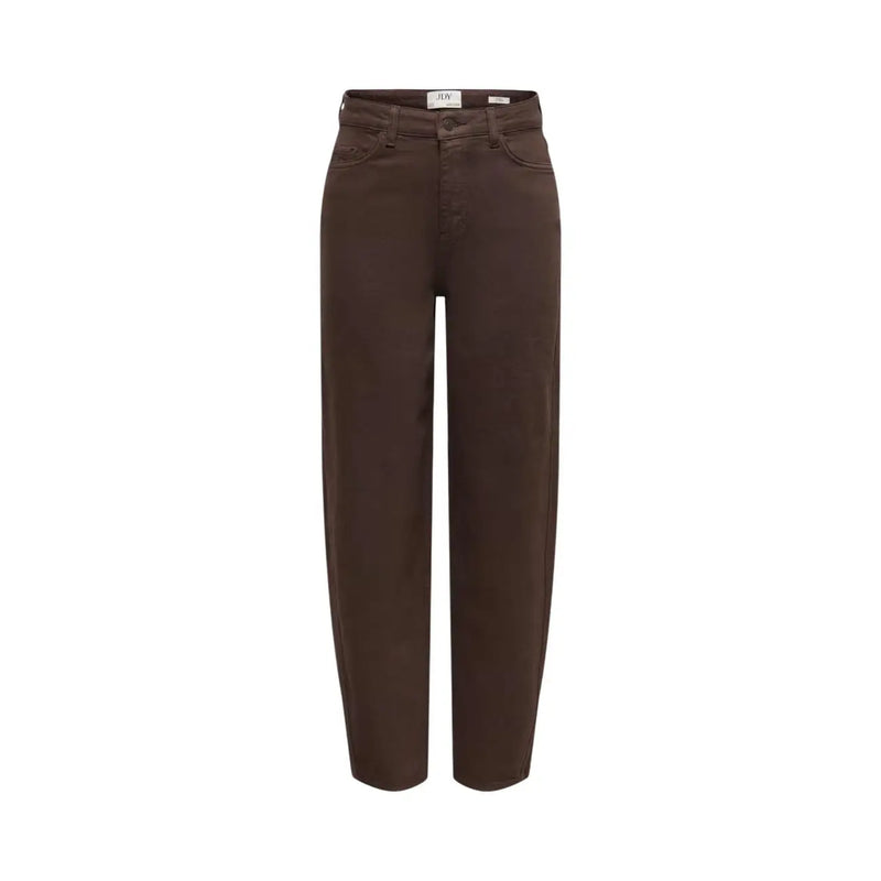 Jacqueline de Yong Damen braune High-Rise-Baumwolljeans mit geradem Bein aus klassischem Denim-Stoff