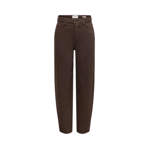 Jacqueline de Yong Damen braune High-Rise-Baumwolljeans mit geradem Bein aus klassischem Denim-Stoff