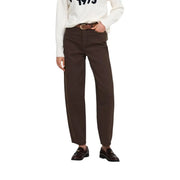 Braune Baumwoll-Jeans von Jacqueline de Yong für Damen mit geradem Bein und Gürtelschlaufen