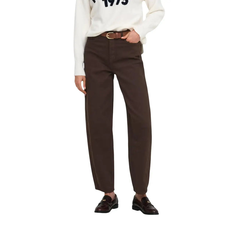 Braune Baumwoll-Jeans von Jacqueline de Yong für Damen mit geradem Bein und Gürtelschlaufen