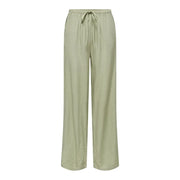 Elegante, olivgrüne Leinenhose mit weitem Bein und Kordelzugbund aus der Damenkollektion von Jacqueline de Yong.